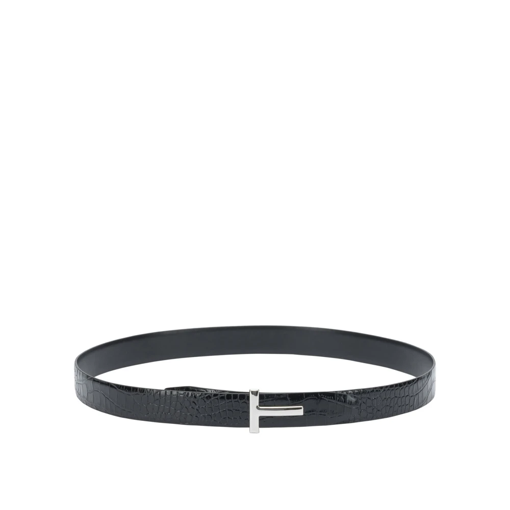 Tom Ford Mannelijk Zwart Accessoires Heren, 110 Cm, Leer, E Leren Riem Met T-Gesp