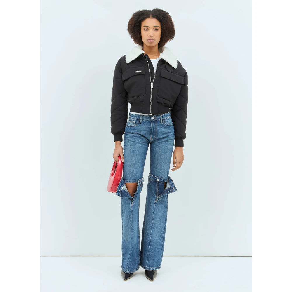 Coperni Open-Knie Straight-Leg Jeans Blue Dames