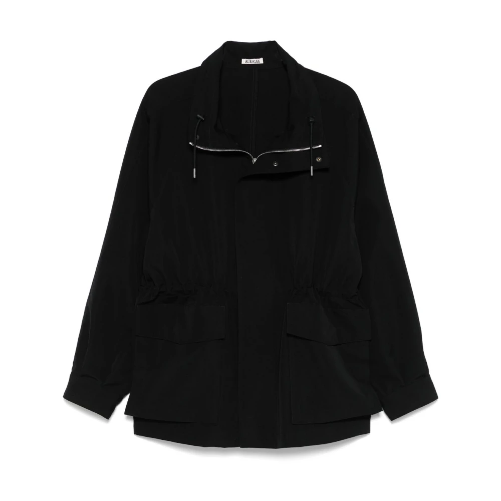 Auralee Zwarte Jassen met Uitgesneden Details Black Heren