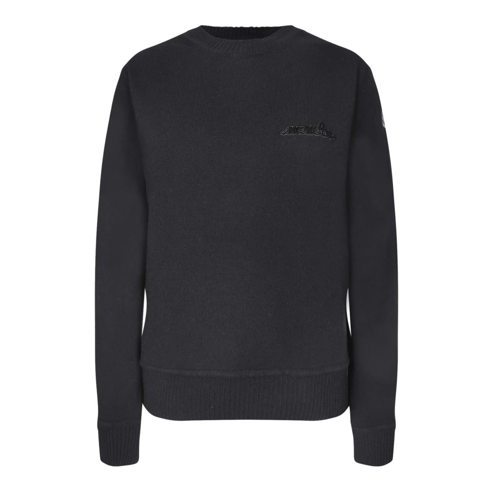 Moncler Luxe Wol Gebreide Crewneck Trui Black Dames