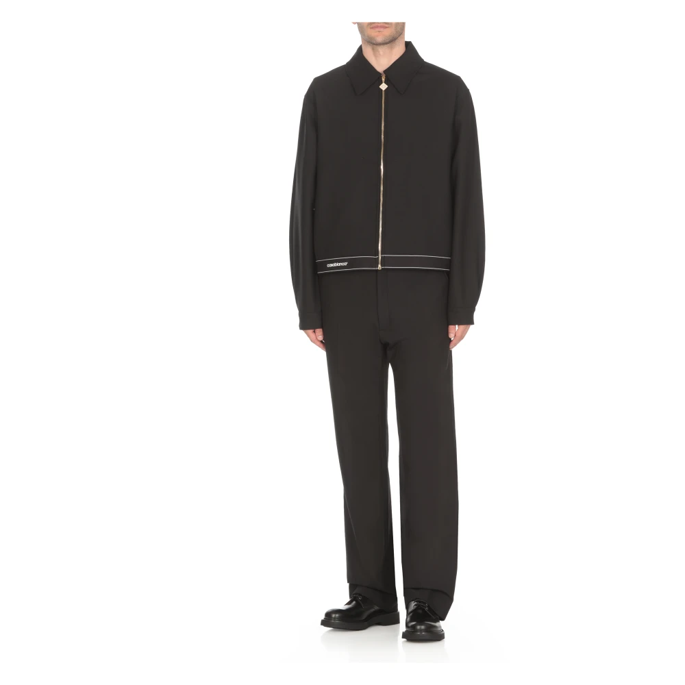 Casablanca Zwarte Jas Kraag Lange Mouw Rits Black Heren