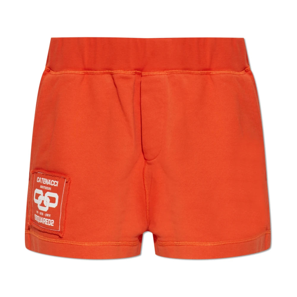 Dsquared2 Vrouw Oranje Korte Broeken Dames, Xs, Katoen, Logo Shorts