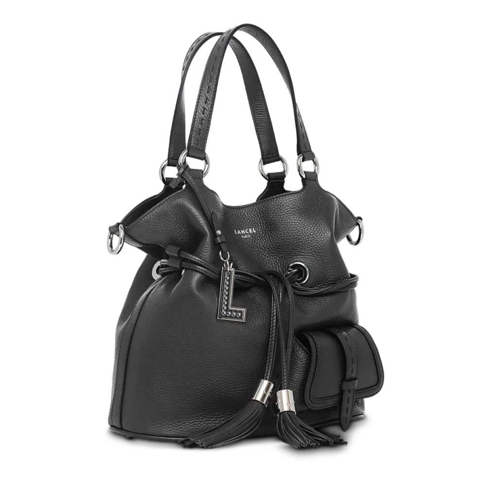 Lancel 1Er Flirt Zwarte Leren Bucket Tas Black Dames