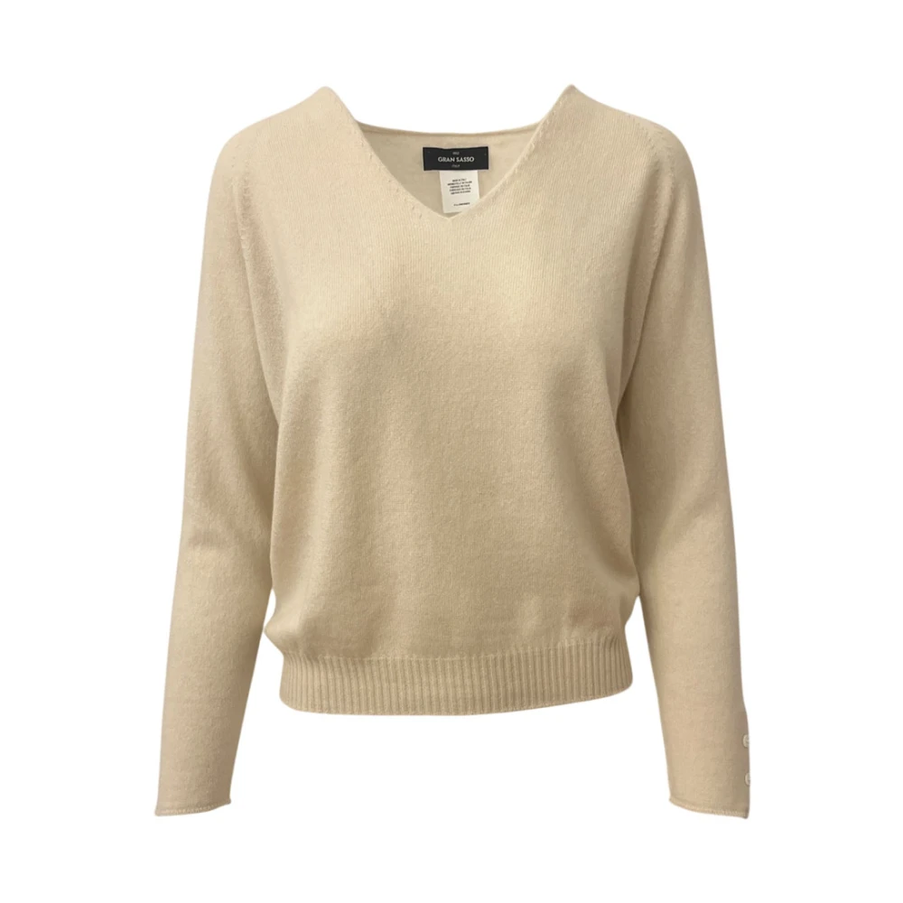 Gran Sasso Cashmere V-Neck Pullover White Dames