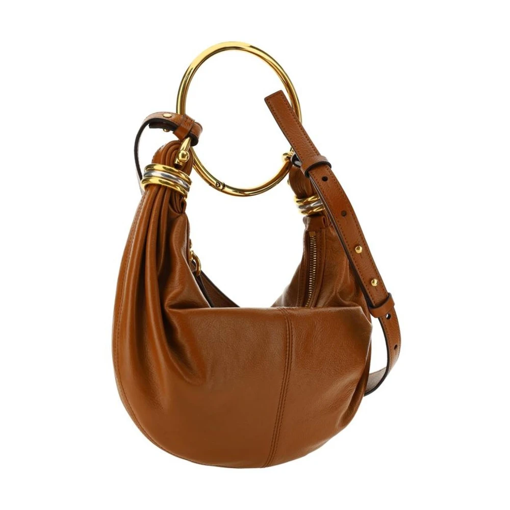 Chloé Leren handtas met messing handvat en riem Brown Dames