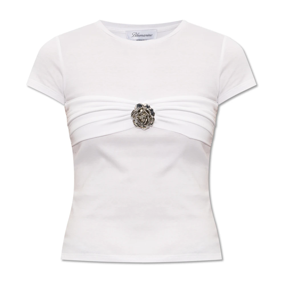 Blumarine T-shirt met rozenbroche White Dames