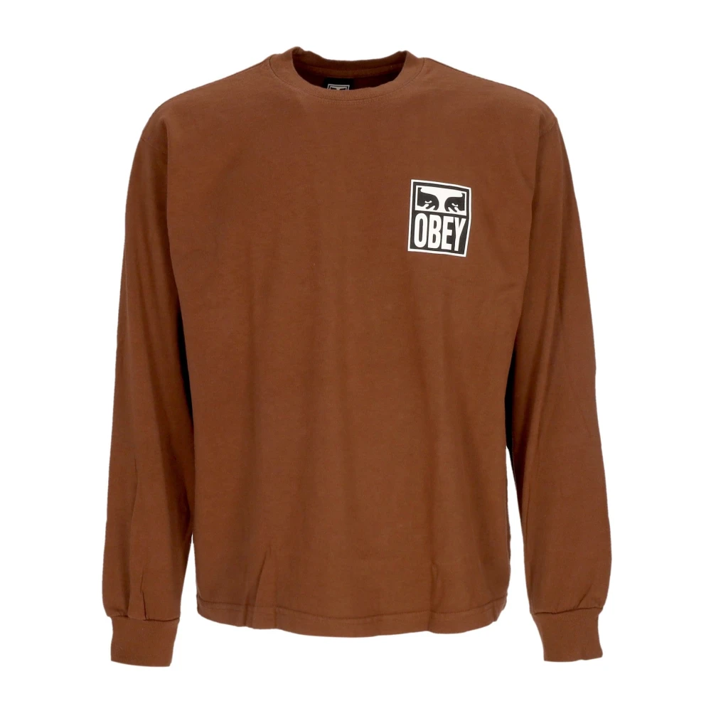 Obey Lange Mouwen Heren Iconische Ogen T-shirt Beige Heren
