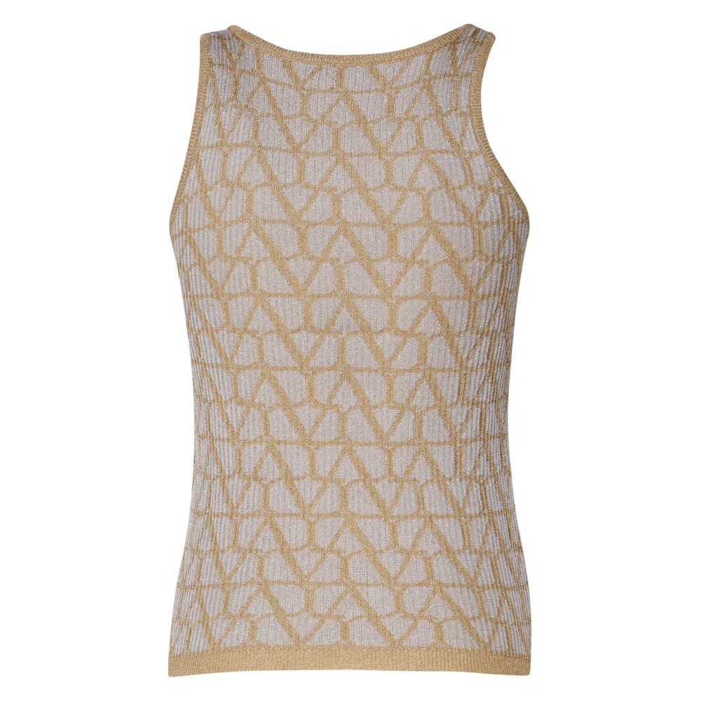 Valentino Garavani Gouden Iconograph Top Made in Italy Yellow Dames
