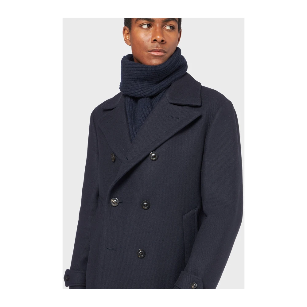 Boglioli Klieke Peacoat van Wol en Kasjmier Blue Heren