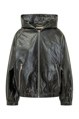 Coated Viscose Hooded Bomber Jacket