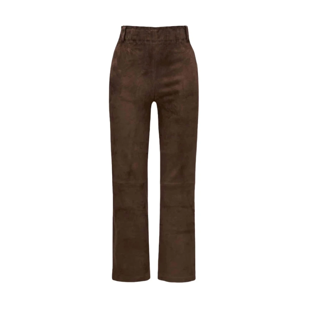Arma Stretch Suède Wijde Pijp Broek Brown Dames