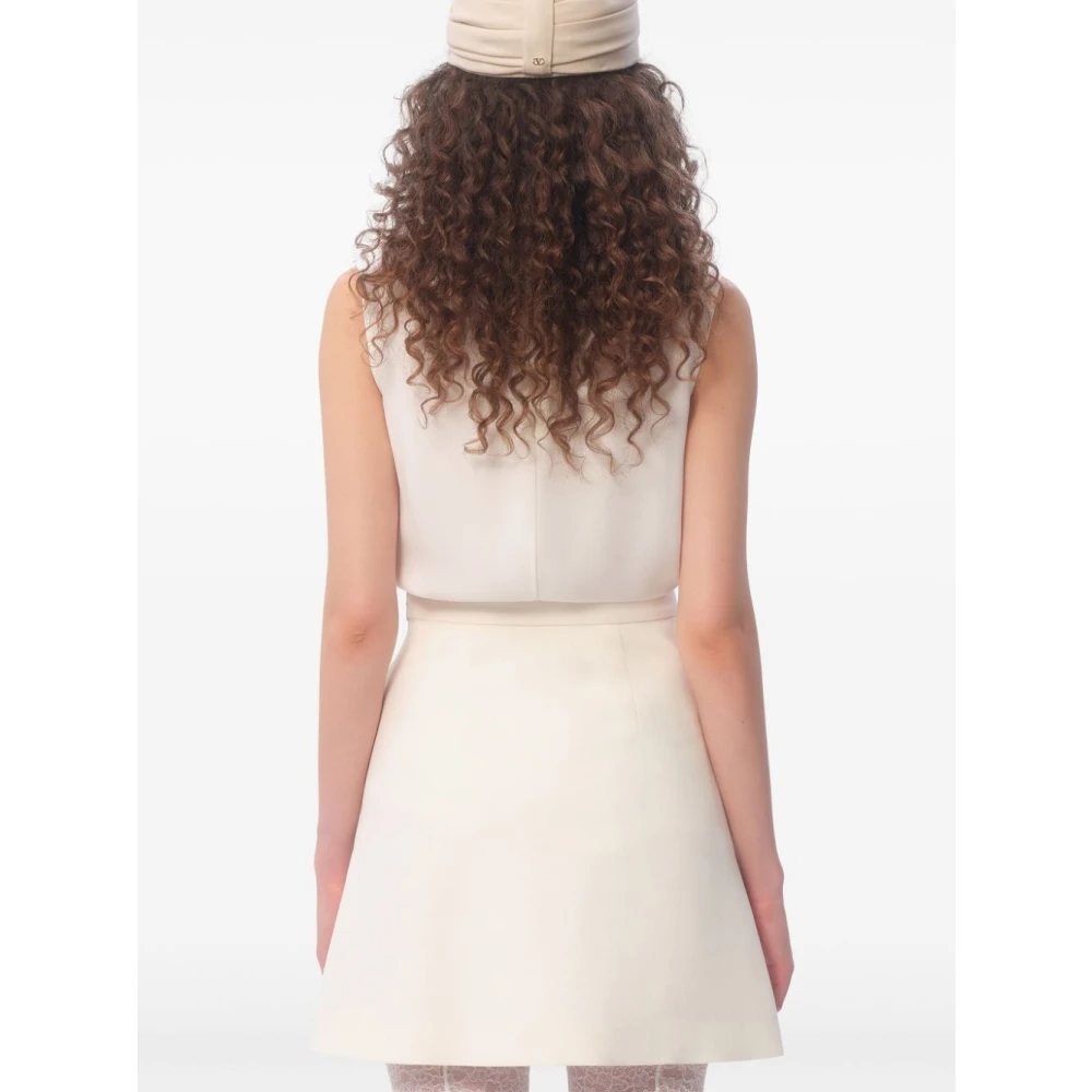 Valentino Ivoor Zijden Mouwloze Top Beige Dames