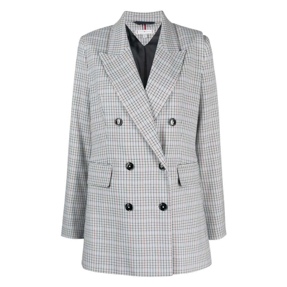 Tommy Hilfiger Women's Blue Relaxed Blazer With Small Check