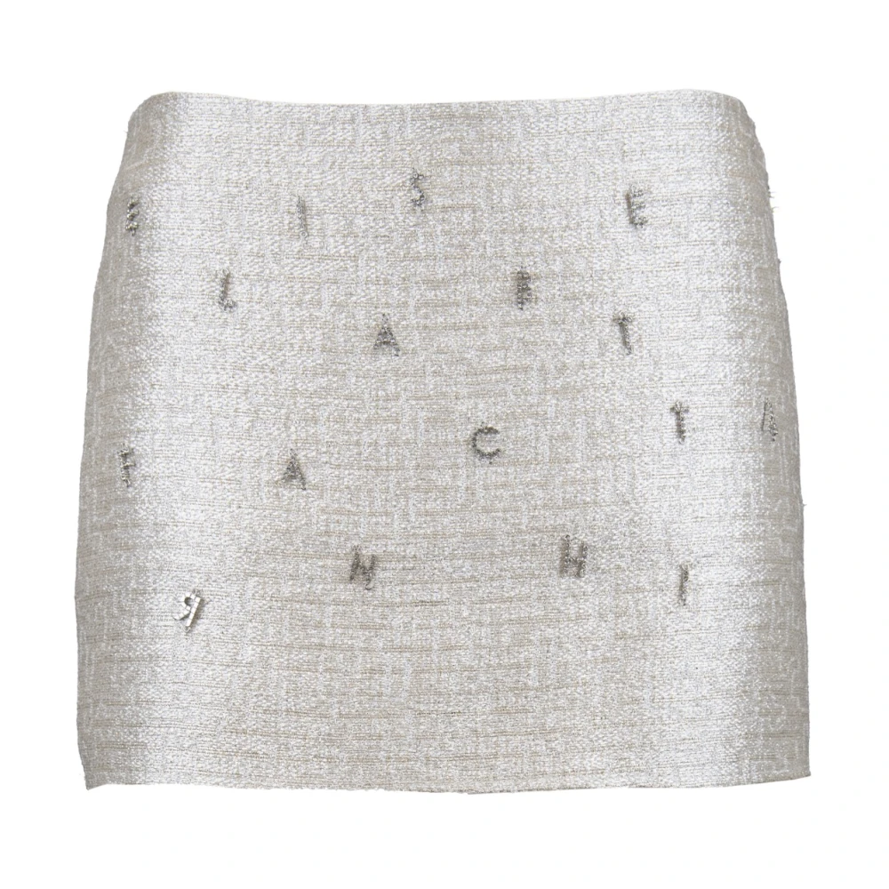 Elisabetta Franchi Zilver Metallic Diamant Detail Korte Rok Gray Dames
