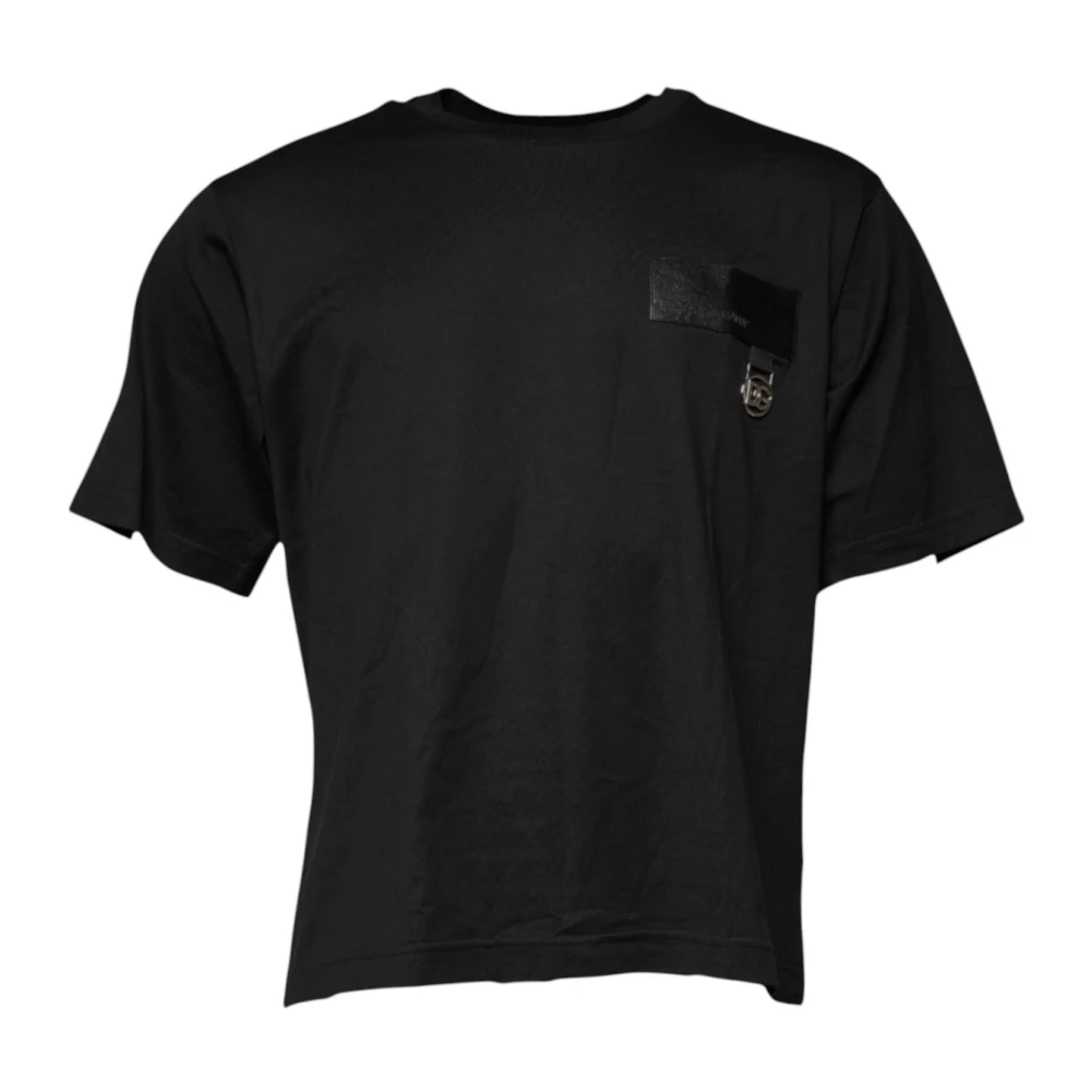 Dolce & Gabbana Zwarte Katoenen Crew Neck T-shirt Black Heren