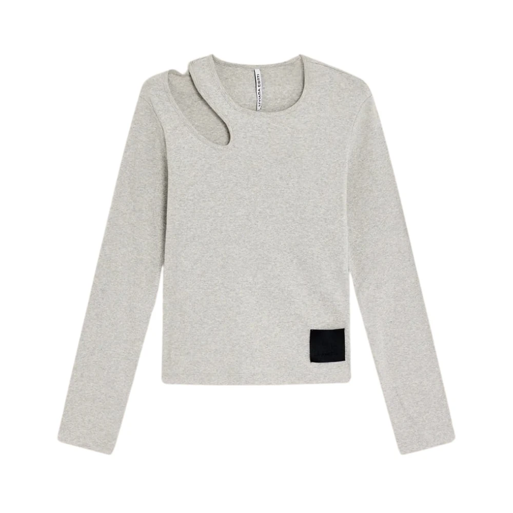 Liviana Conti Geribbeld katoenen longsleeve top Gray Dames