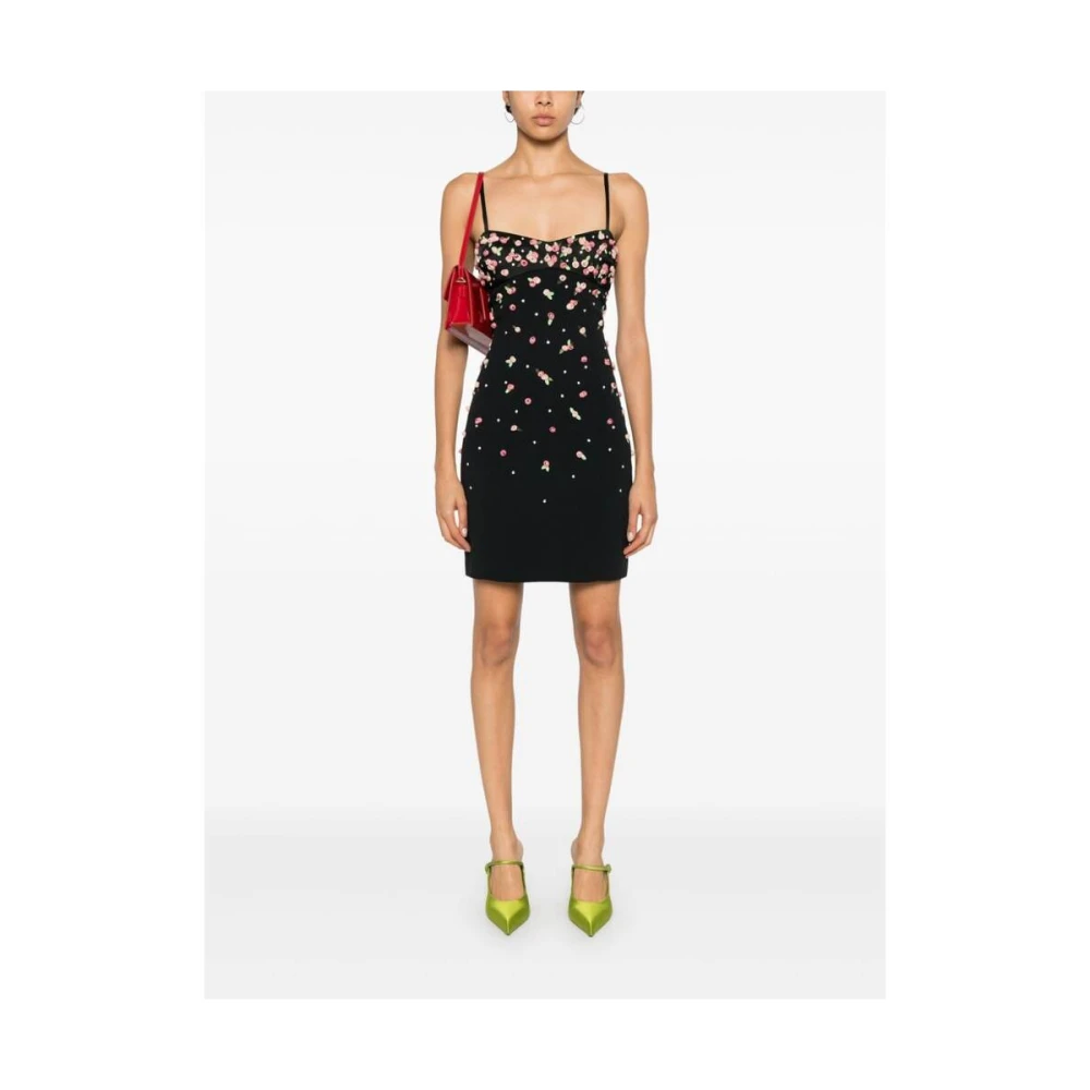 Blumarine Zwarte Jurk met Bloemenapplicatie Black Dames