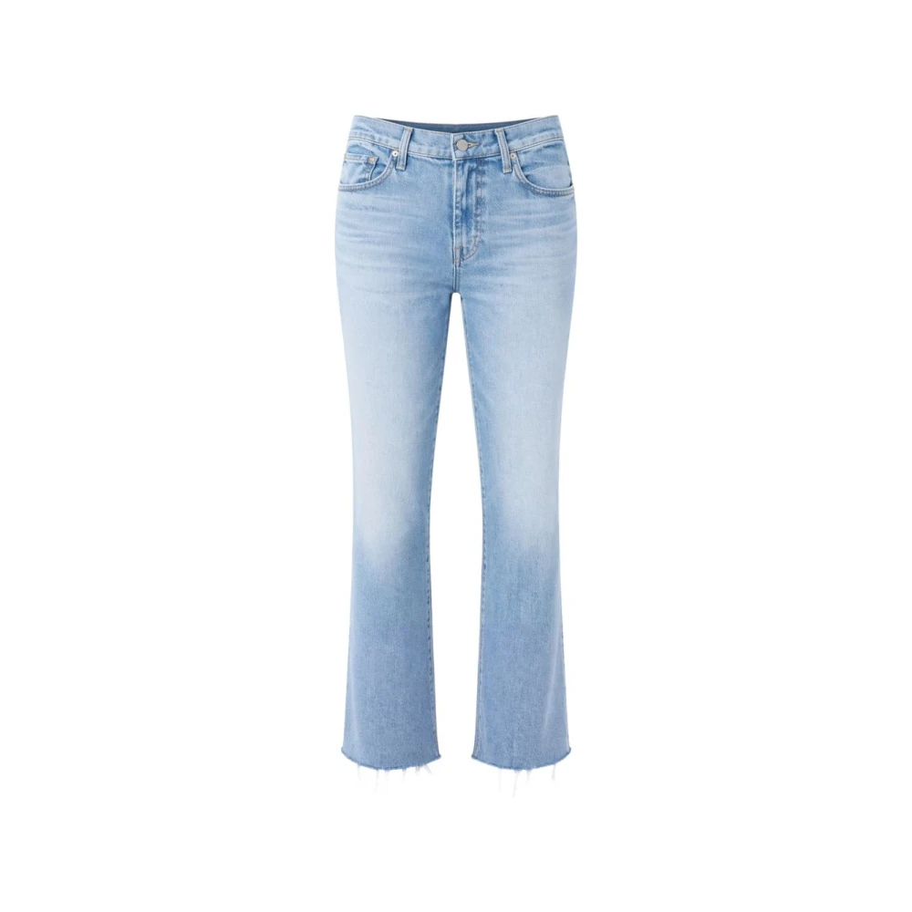Mother Blue Mid Rise Rambler Zip Ankle Fray - Female - Flare Jeans - W30 - Jeans