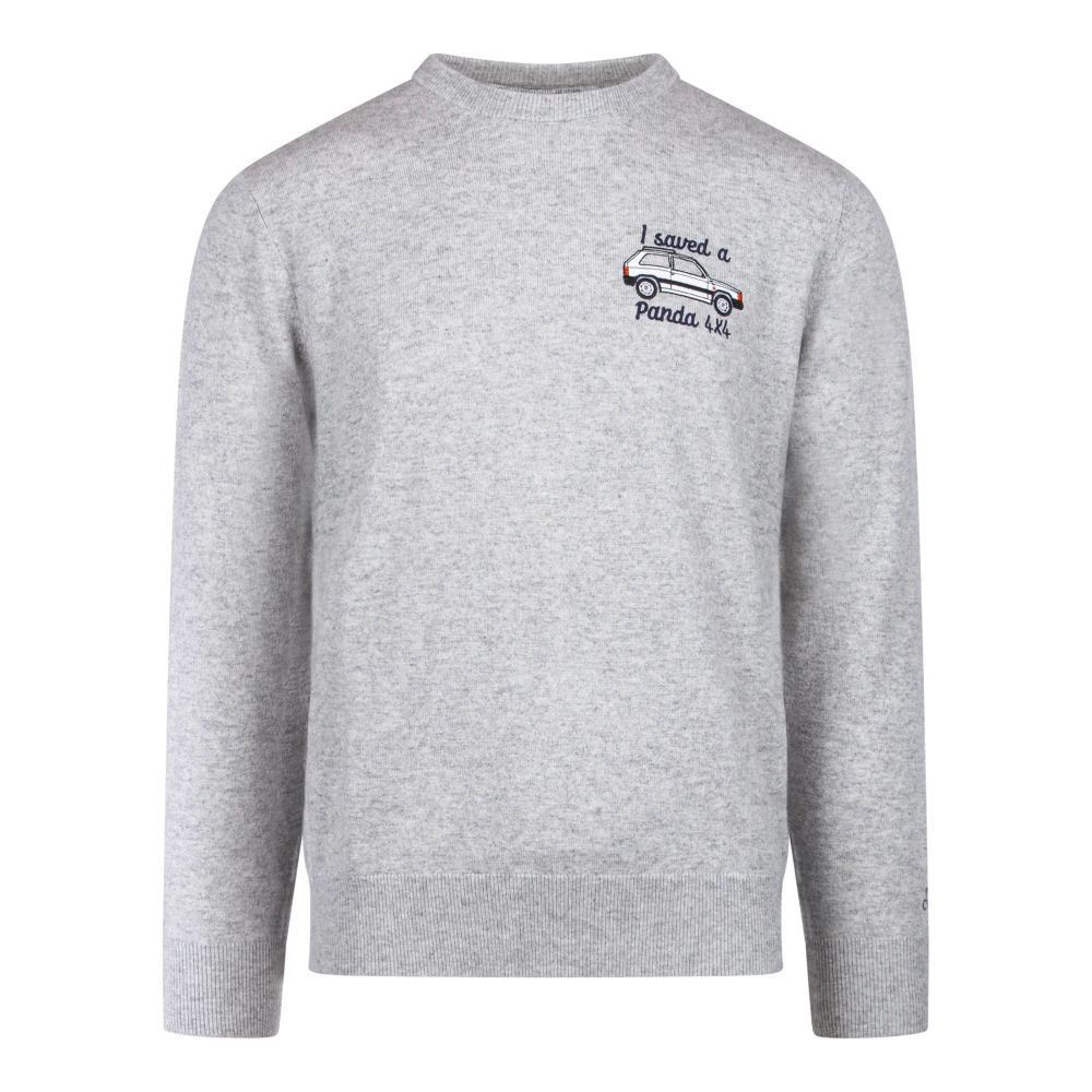 Saint Barth Grijze Crew Neck Sweater met Panda Borduurwerk Gray Heren