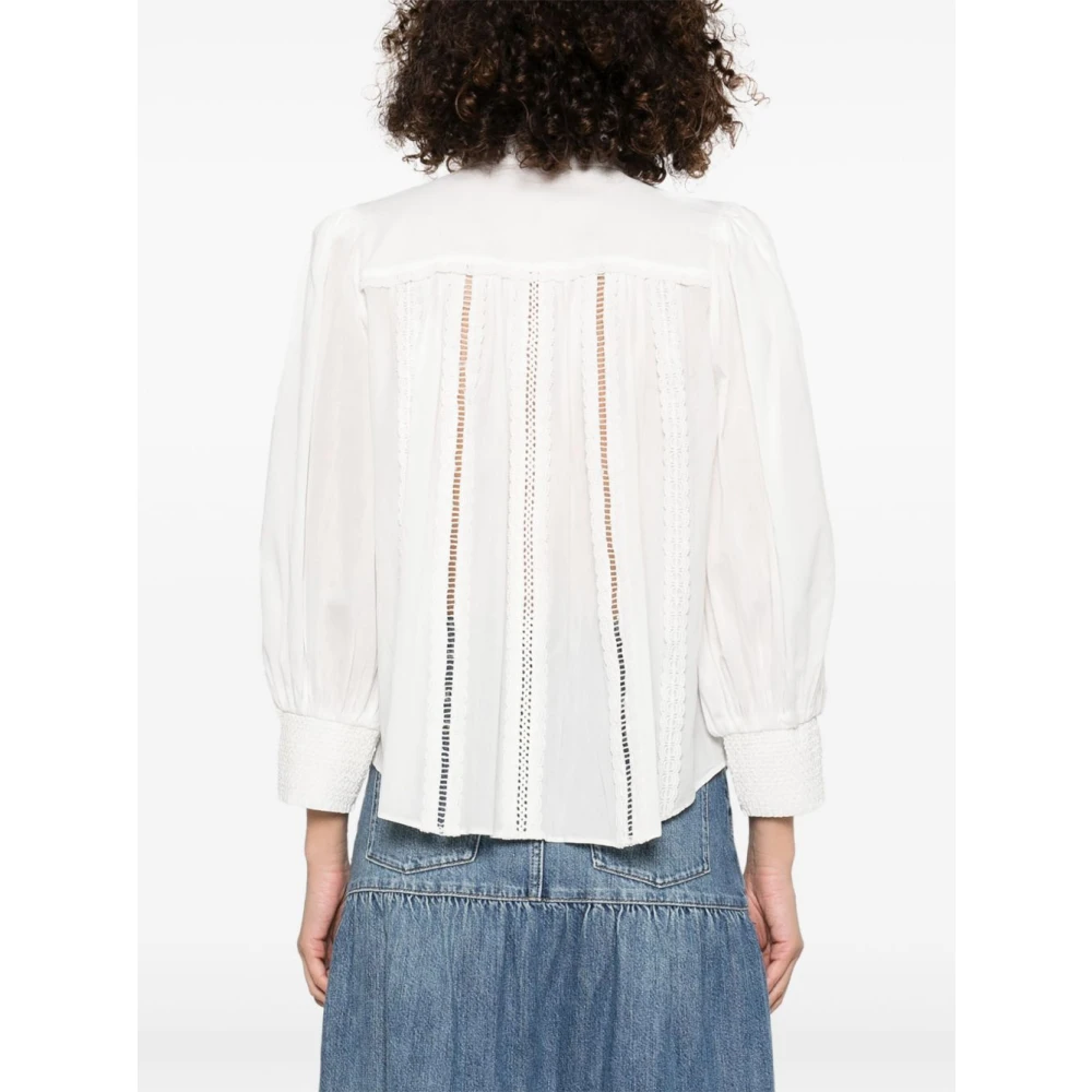 alice + olivia Witte Button-Up Band Kraag Shirt White Dames