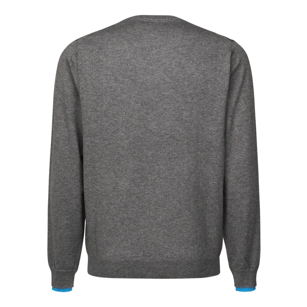 Sun68 Contrast Ronde Hals Sweater in Grijs Lichtblauw Gray Heren