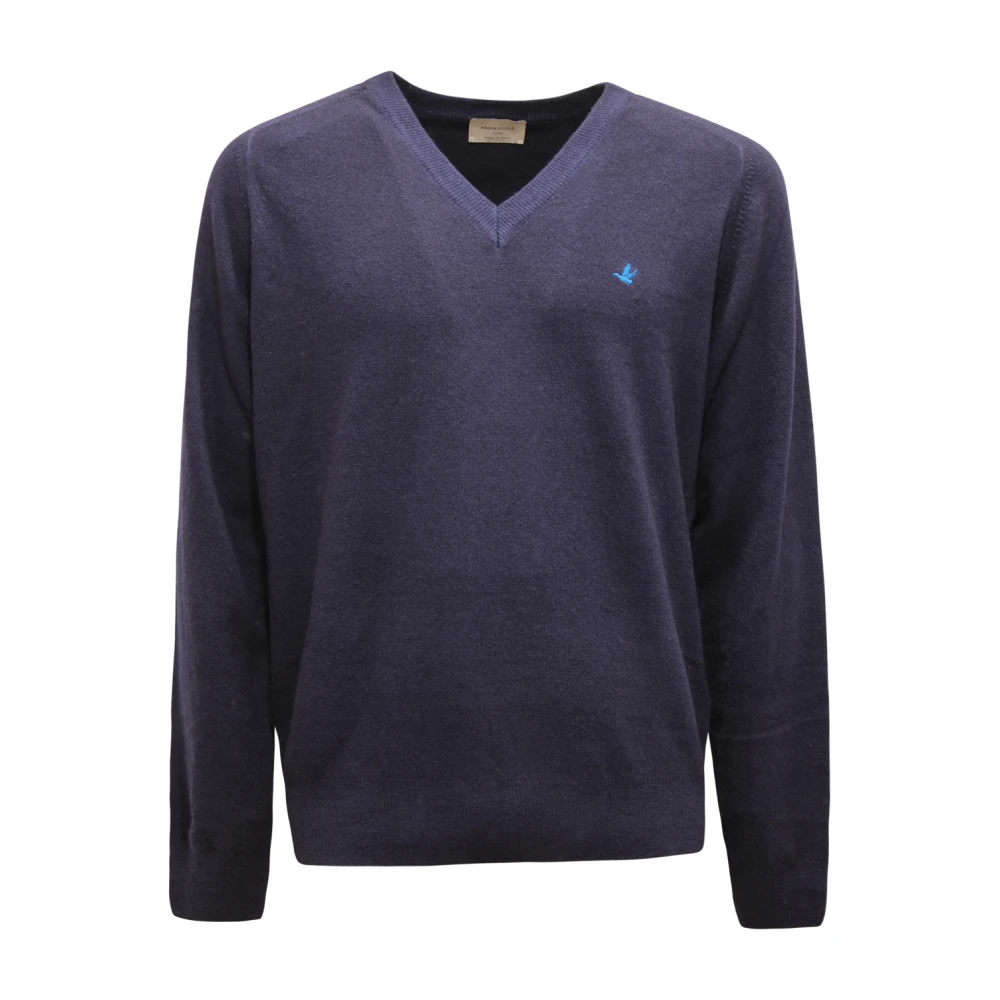 Brooksfield Men's Blue V-Neck Knitwear, 3XL, V-Neck Wool Jumper