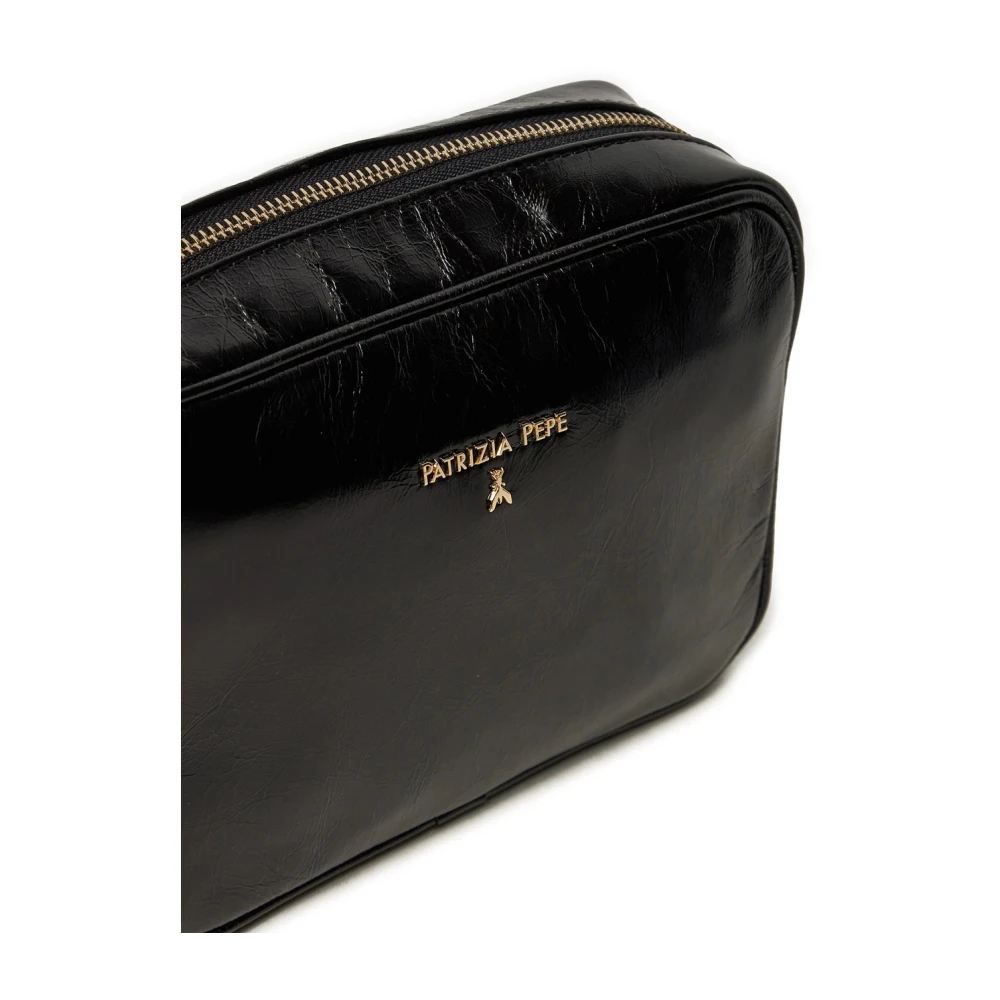 PATRIZIA PEPE Zwarte leren crossbodytas Black Dames