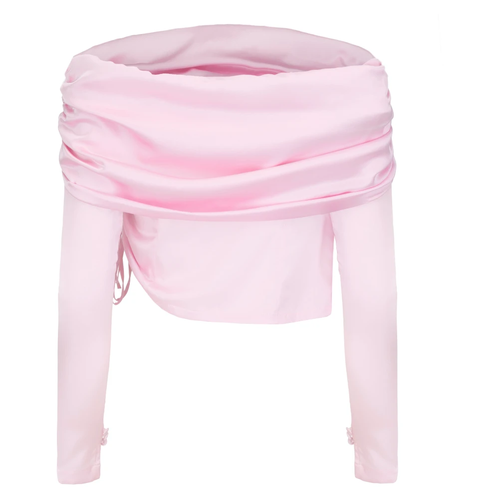 Jaaf Stijlvolle Roze Off-Shoulder Gerimpelde Top Pink Dames