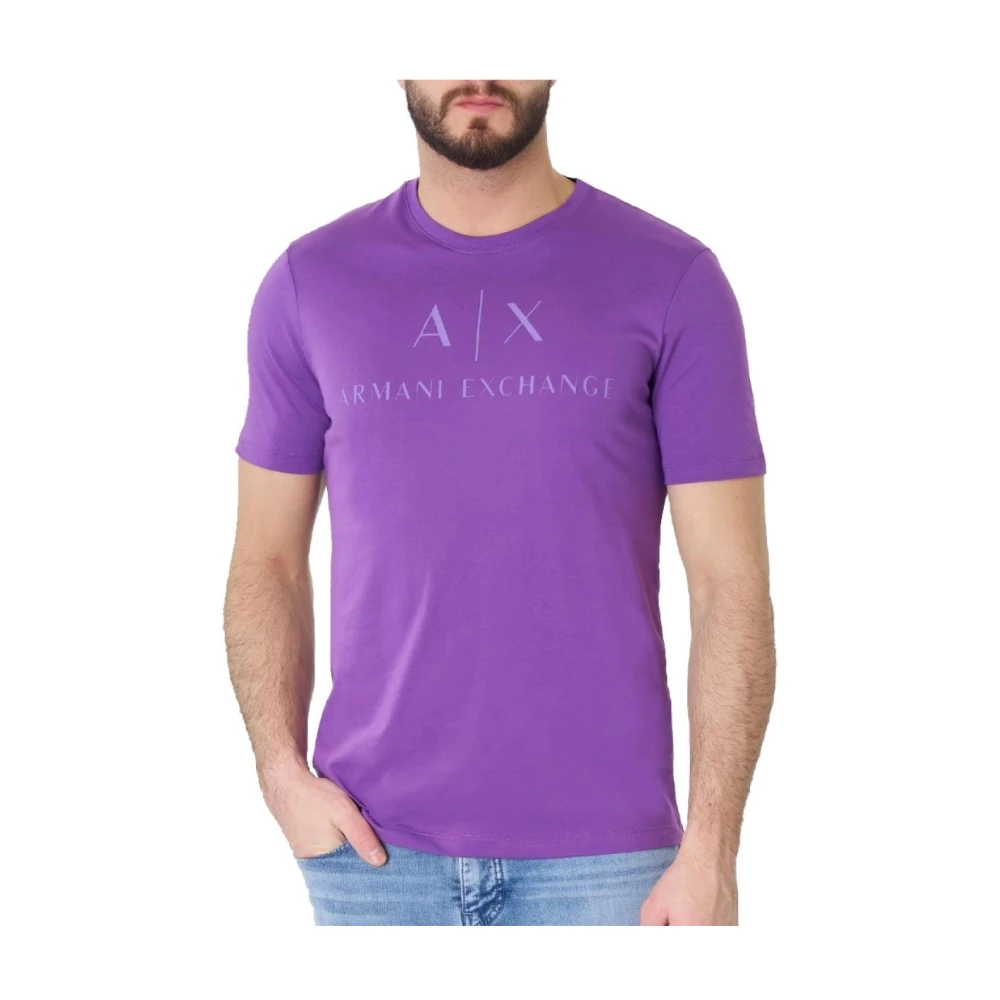 Armani Exchange Grote Logo T-shirt Violets Purple Heren