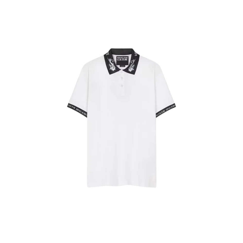 Versace Jeans Couture Waterverf Polo Wit White Heren