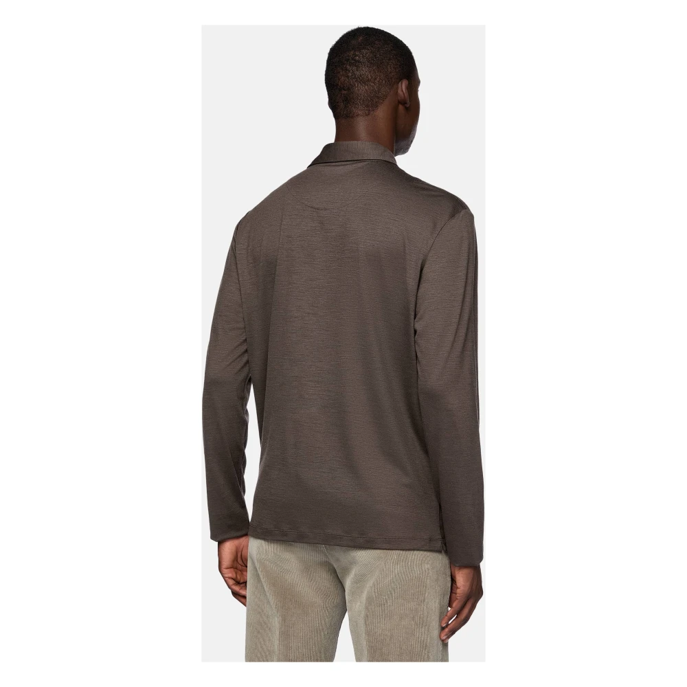 Boggi Milano Tencel Wol Polo Shirt Blue Heren