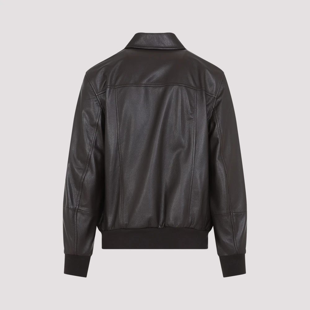 BRUNELLO CUCINELLI Bruin Leren Jas voor Mannen Brown Heren