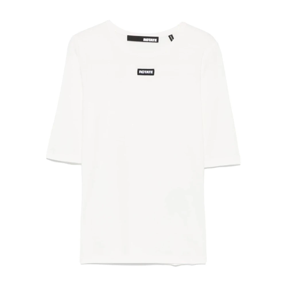 Rotate Birger Christensen Wit Jersey Logo Patch T-shirt White Dames