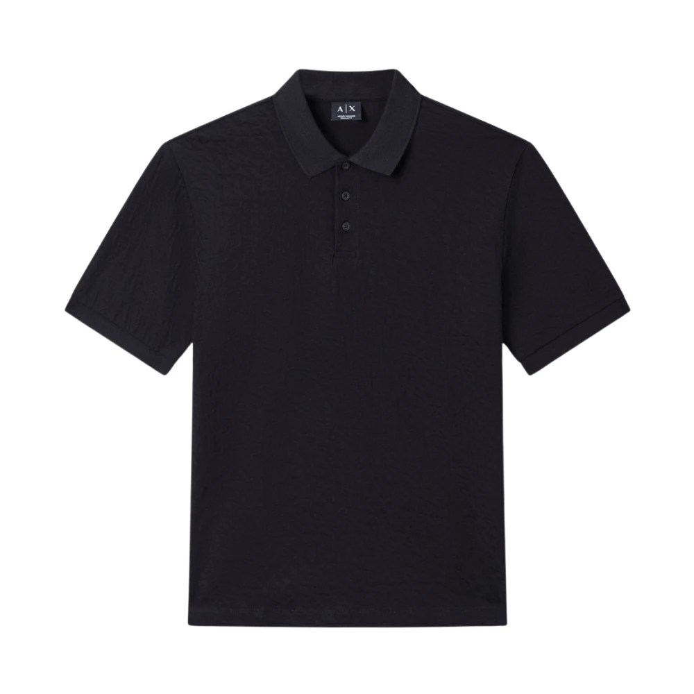 Armani Exchange Men's Black Mercerized Cotton Jacquard Polo - Polo Shirts - Xl - Tops