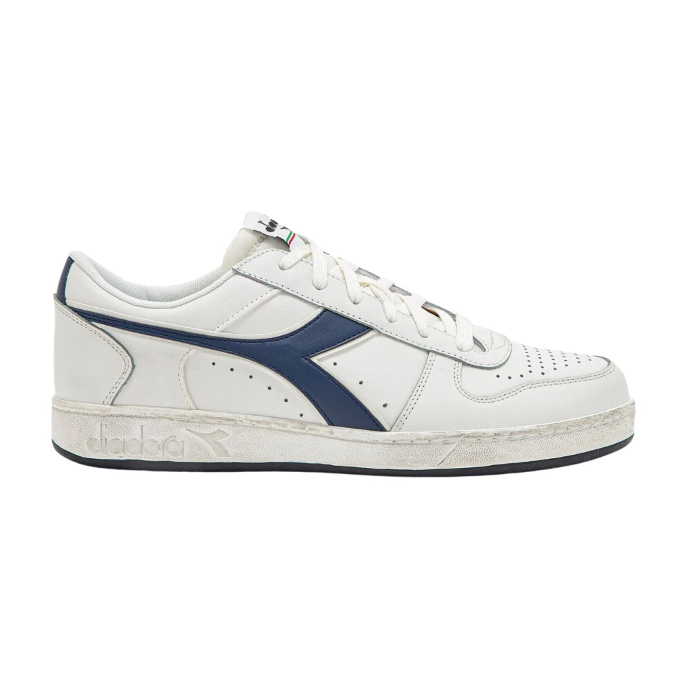Diadora Men's White Sneakers, 7 Uk, Vintage Low Top Leather Trainers