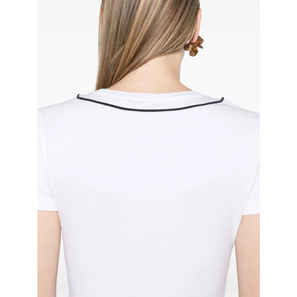Emporio Armani Wit Katoenmix Logo T-shirt White Dames