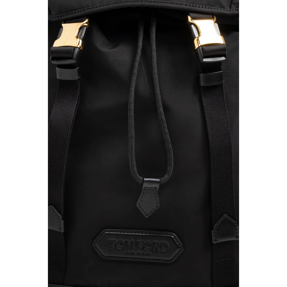 Tom Ford Rugzak met logo patch Black Heren
