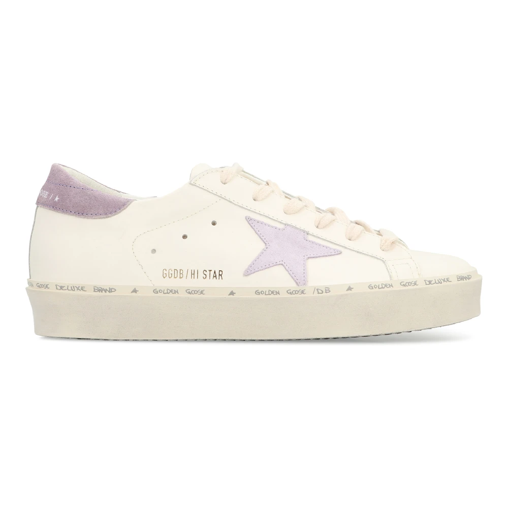 Golden Goose Women's White/Golden Hi Star Leather Platform Sneakers