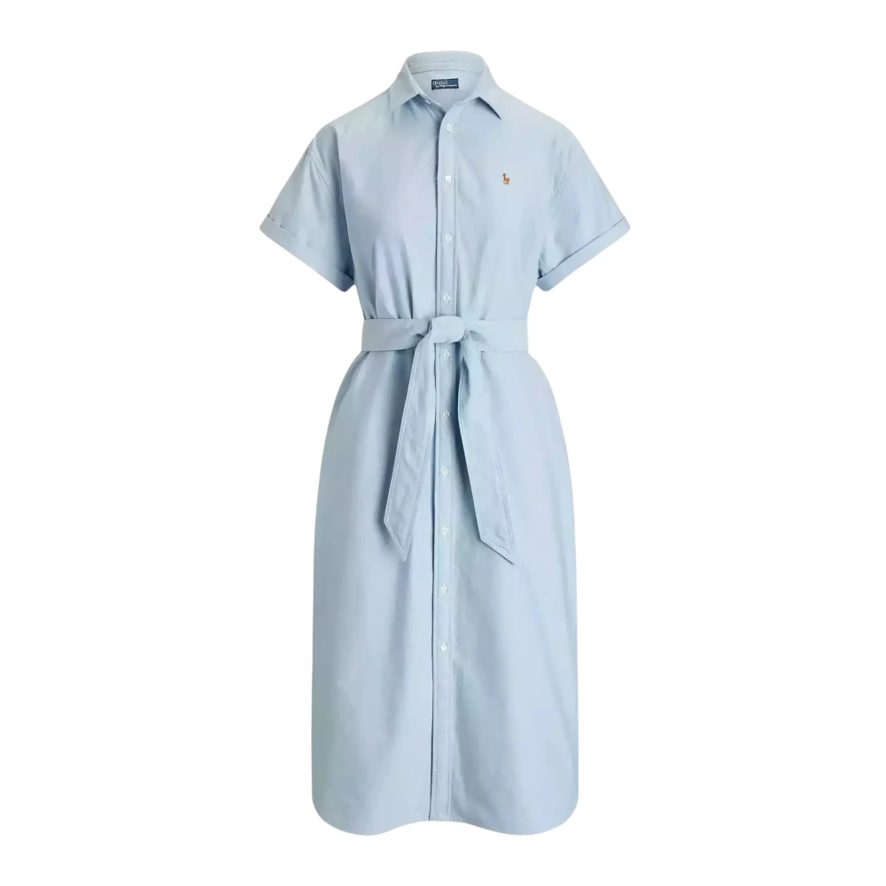 Ralph Lauren Blauwe Overhemdjurk Midi Blue Dames