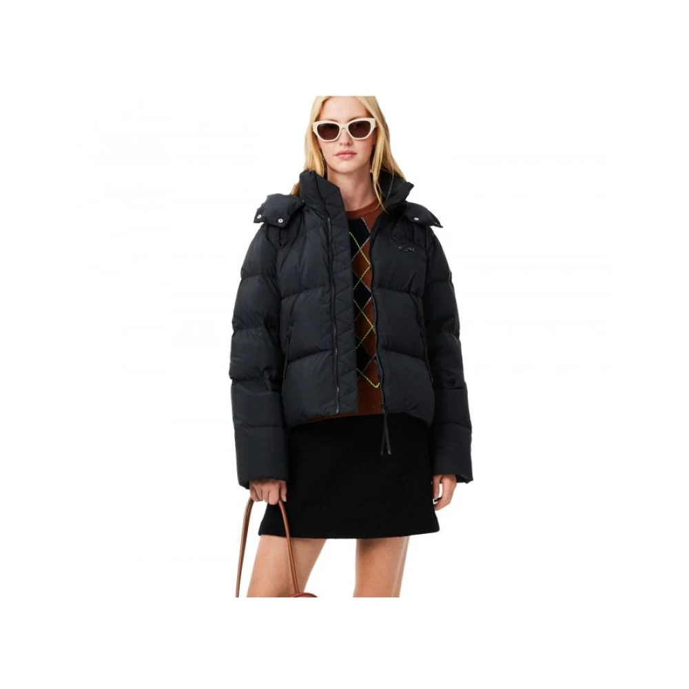 Lacoste Dames Logo Gewatteerde Jas Black Dames