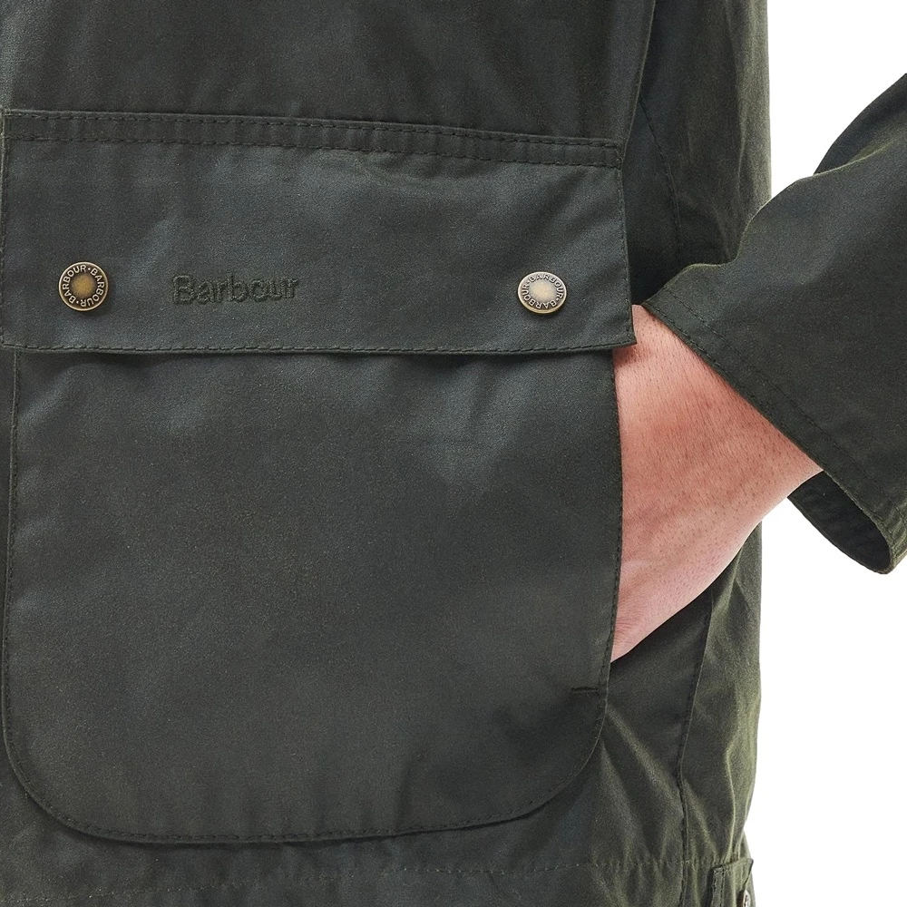 Barbour Kort Waxjas met Tartan Voering Green Heren