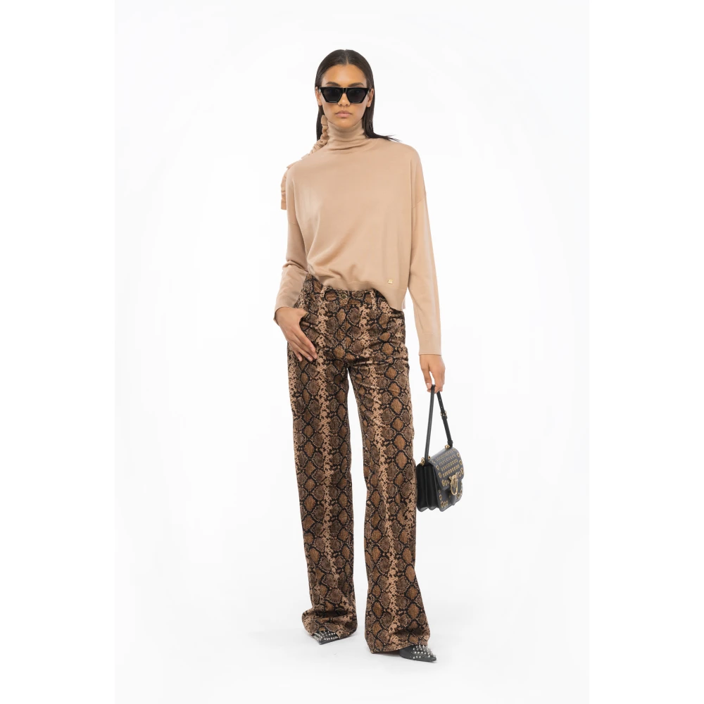 pinko Beige Gerimpelde Wollen Coltrui Beige Dames