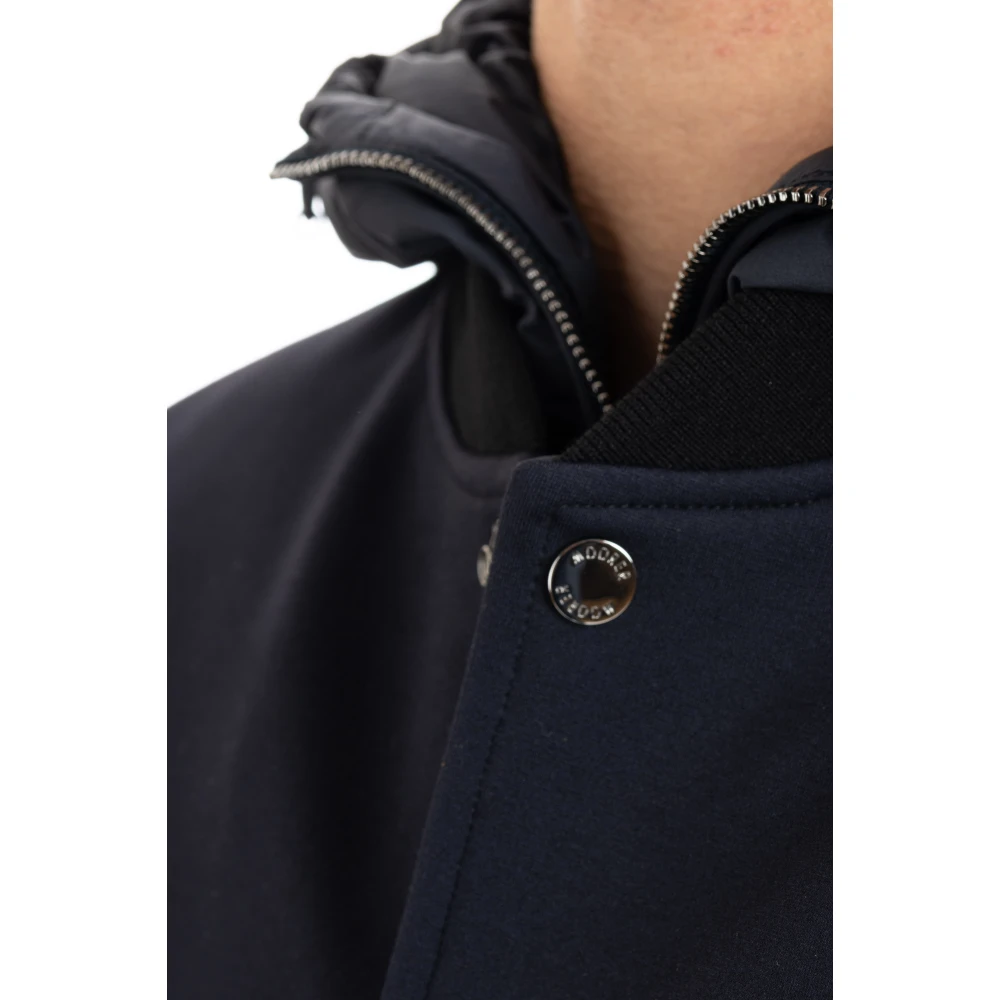 Moorer Blauwe Bomberjack met Afneembare Capuchon Blue Heren