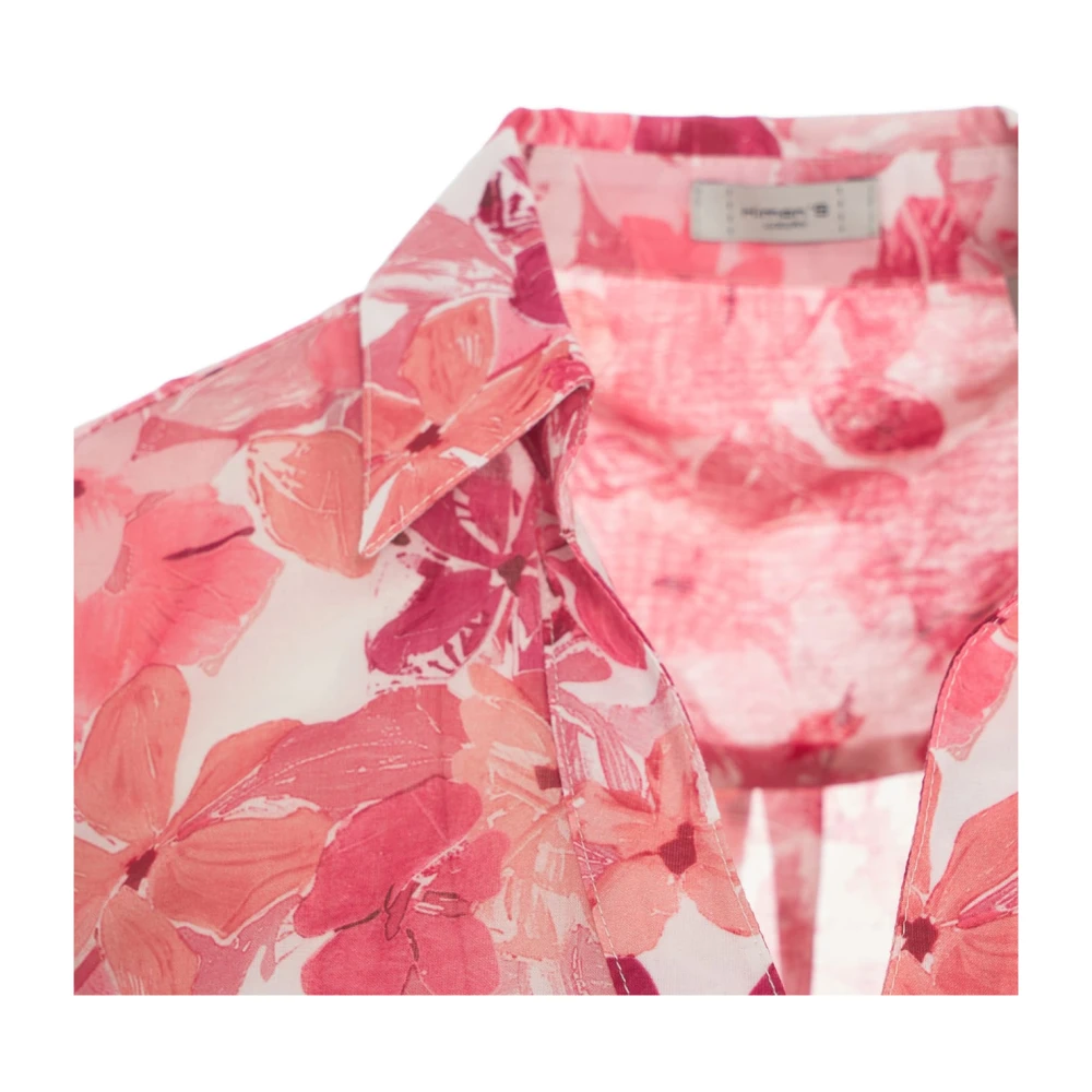 Himon's Rode Bloemen V-Hals Blouse Multicolor Dames