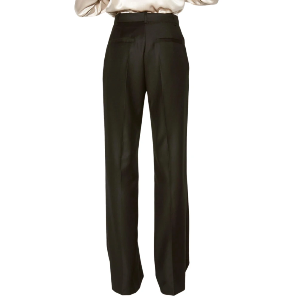 Barbara Bui Zwarte Rechte Wijde Pijp Wol Kasjmier Broek Black Dames