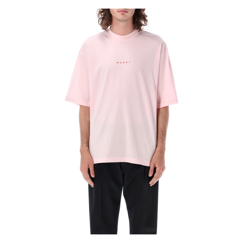 Marni Boxy Logo T-shirt Pink Heren