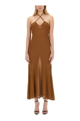 Jersey Knit Halterneck Maxi Klänning