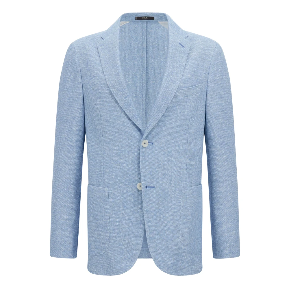 Boggi Milano B Jersey Melange B-Jersey Linnen en Katoenen Jas Blue Heren