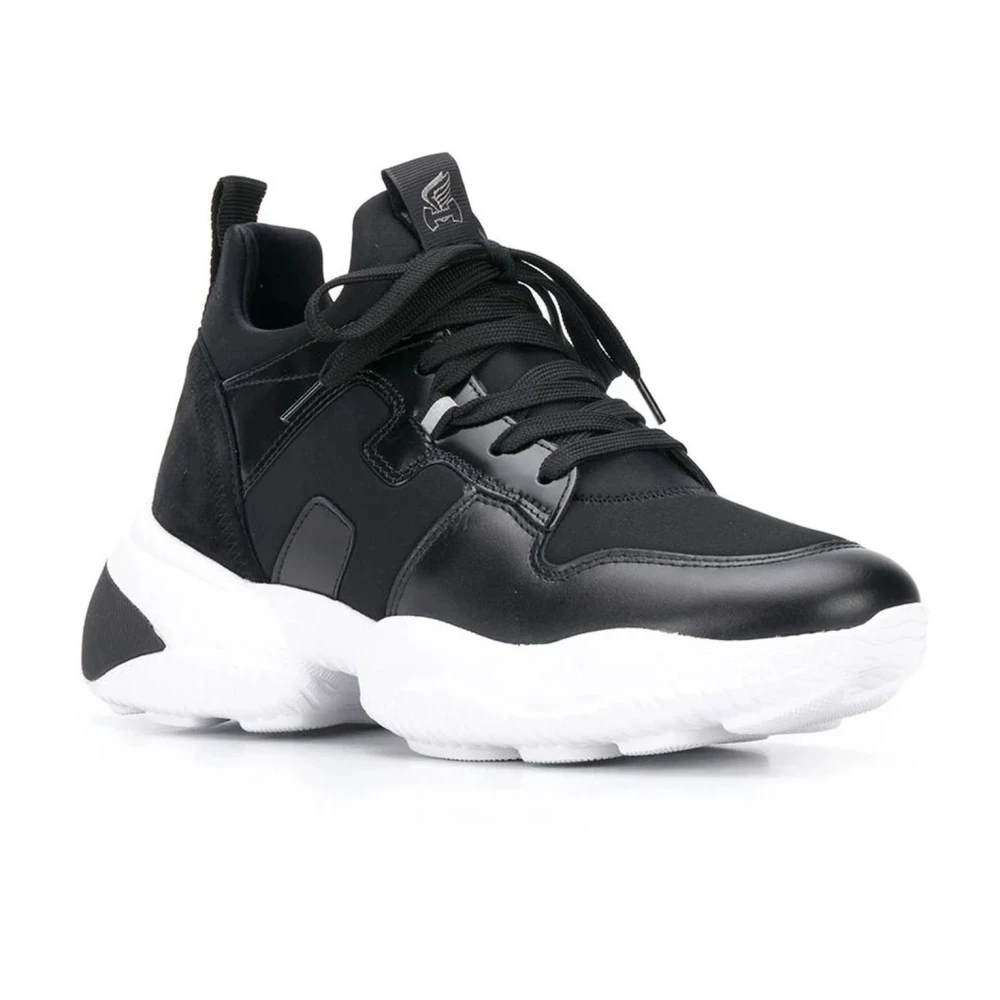 Hogan Zwarte leren sneakers met contrastpanelen Black Dames