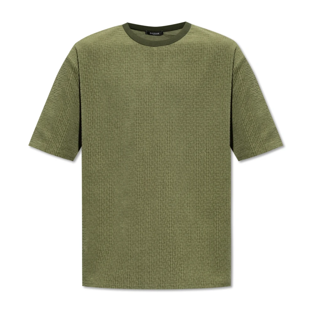 Balmain T-shirt met monogram Green Heren